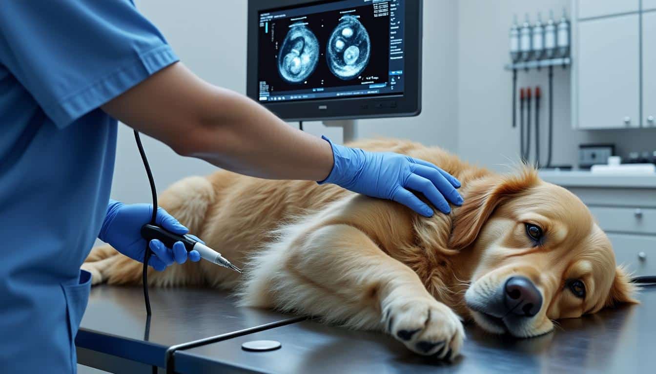 l'échographie abdominale chez le vétérinaire permet de surveiller la gestation et le mise-bas, assurant la santé optimale de la mère et des futurs nouveau-nés.