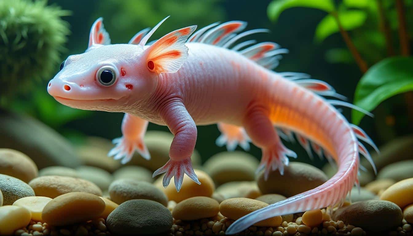 découvrez la fascinante capacité de régénération des membres amputés chez l'axolotl, une créature unique à admirer dans votre aquarium.