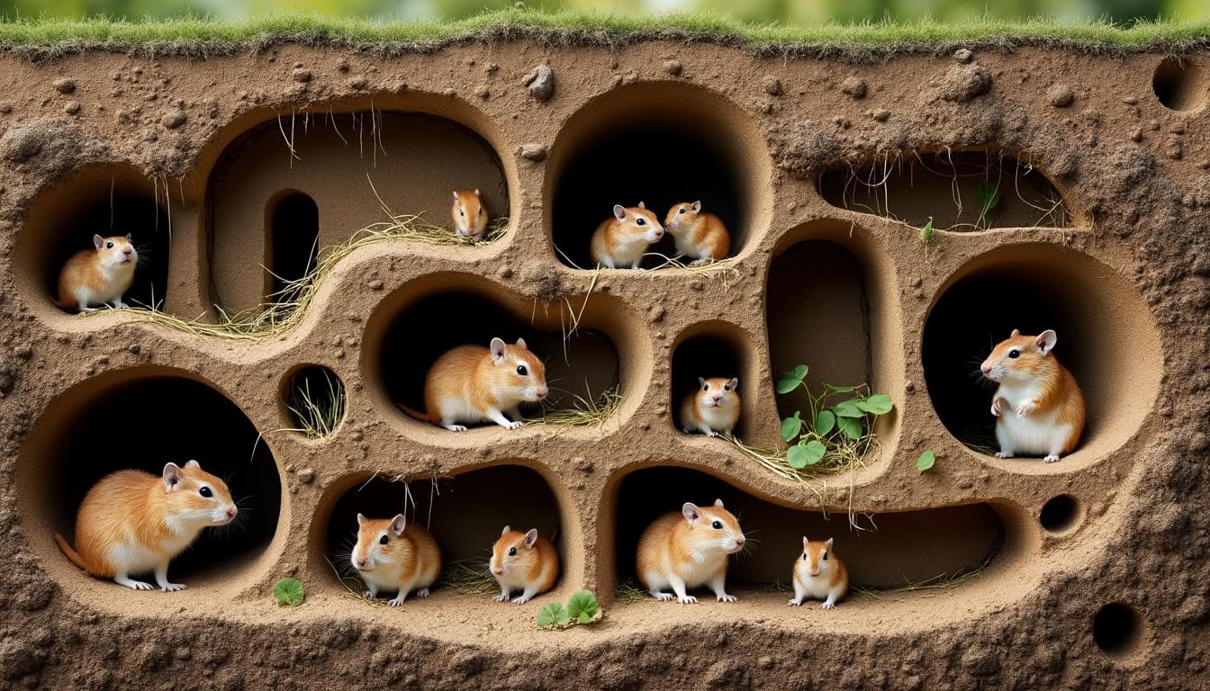 découvrez comment l'aménagement de galeries souterraines profondes influence la sociabilisation des gerbilles, un aspect clé de leur comportement naturel et de leur bien-être.