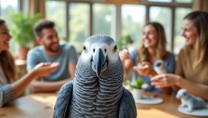 découvrez comment l'exigence de nombreuses interactions sociales stimule l'intelligence et le bien-être du perroquet gris.
