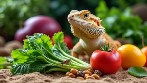 découvrez comment l'omnivorisme intégrant des végétaux frais contribue à une alimentation équilibrée et saine pour le pogona vitticeps, le lézard préféré des passionnés.
