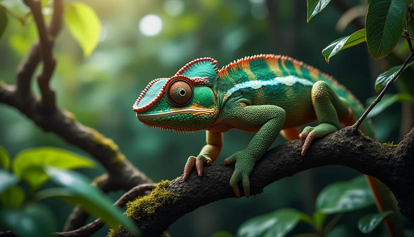 découvrez comment l'observation indépendante de chaque œil protège le caméléon en élevage, en stimulant ses réflexes et en améliorant son bien-être.