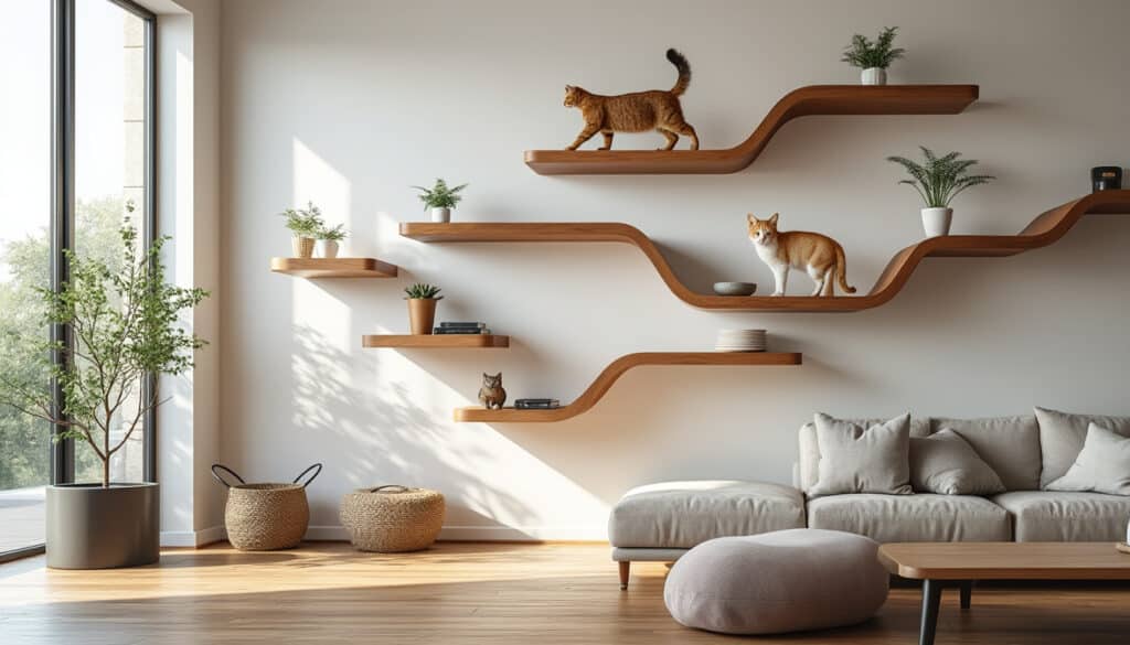 découvrez comment l'installation de parcours muraux suspendus peut dynamiser votre appartement en offrant à votre chat un espace ludique et stimulant.