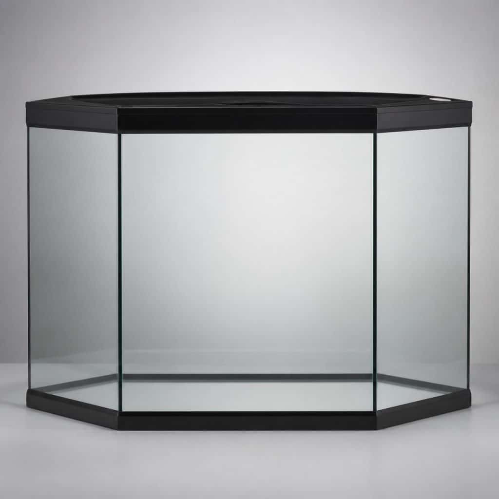 Aquarium d'angle, vue packshot sur fond neutre