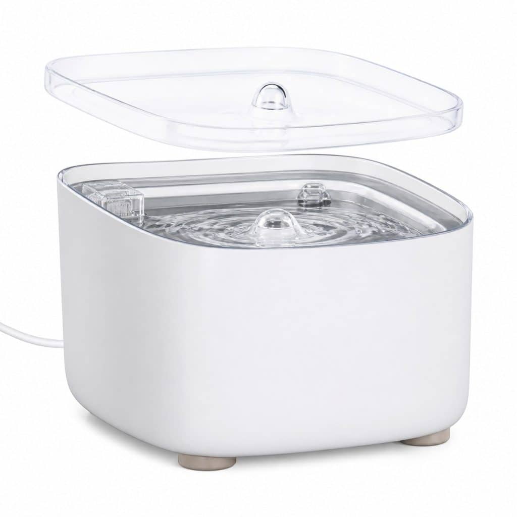 Fontaine à eau à circulation pour chat avec couvercle amovible, vue de face