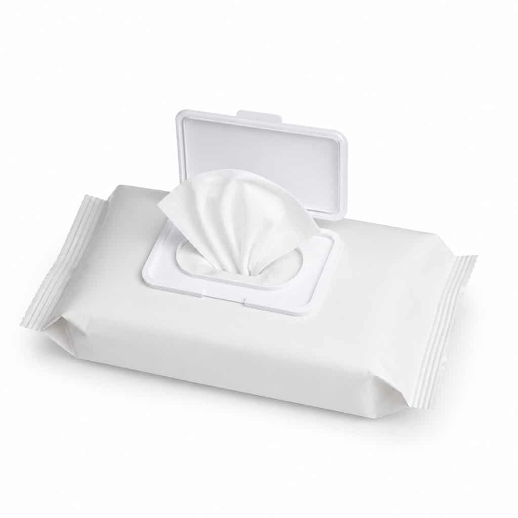 Paquet de lingettes de soin pour chat sur fond neutre