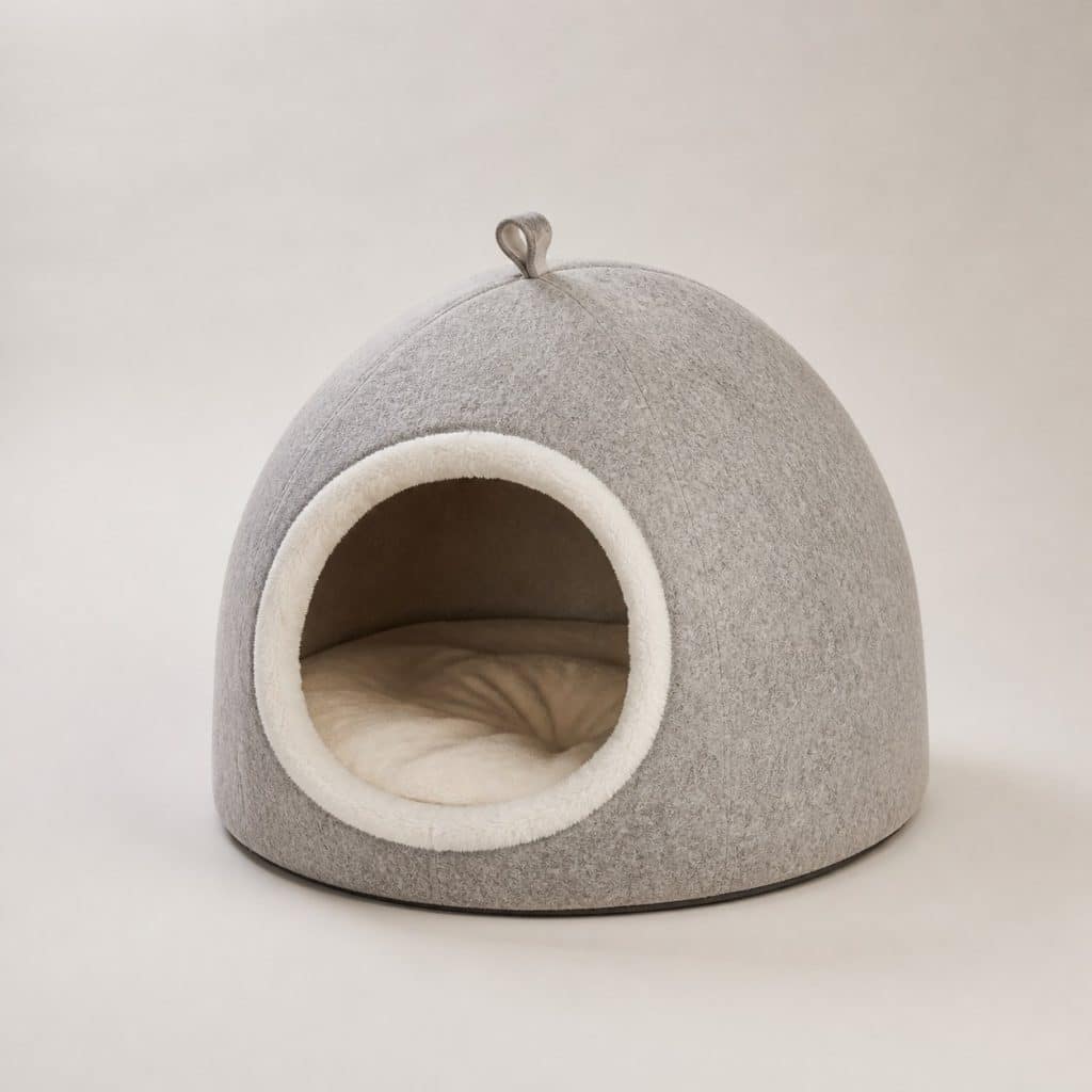 Maison cocon fermée pour chat, vue de face