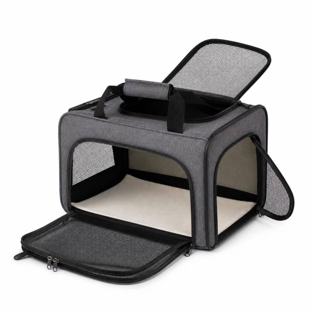 Sac de transport souple pour chat présenté sur fond neutre